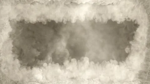 White smoke square content frame like tunnel in clouds - abstract 3D rendering Stock Illustration