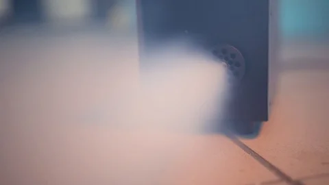 White smoke stream from the smoke machine Stock Footage 112142277