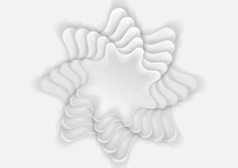 White smooth 3d layered paper star. Twisted stars shape abstract design 스톡 일러스트