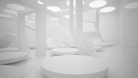 White smooth abstract architectural background. 3D animation and rendering 動画素材 83405752