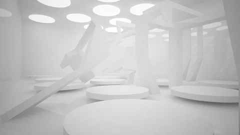 White smooth abstract architectural background. 3D animation and rendering Stock-Footage 83405758