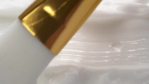 White smooth eye, makeup skin cream texture, closeup beauty facial cosmetic mask Stock-Footage 306344789