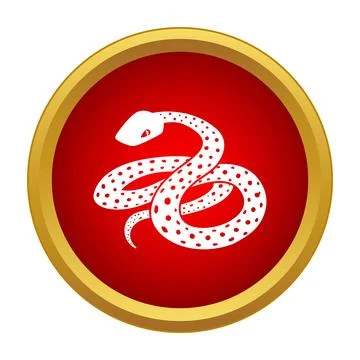 White snake coiled in red circle icon Stockillustratie