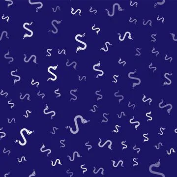 White Snake icon isolated seamless pattern on blue background. Vector Stockillustratie