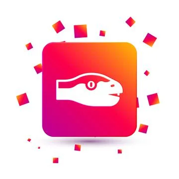 White Snake icon isolated on white background. Square color button. Vector Stock Illustration