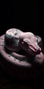 White snake python isolated black background 写真素材