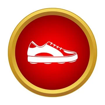White sneaker flat icon in red circle Stock Illustration