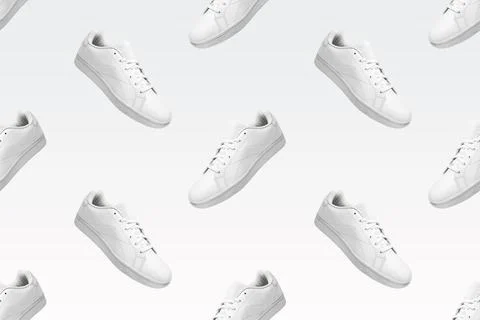 White Sneakers Pattern White Background Stock Photos