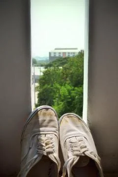 White sneakers Foto stock