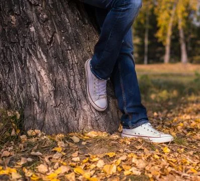 White sneakers. Stock Photos