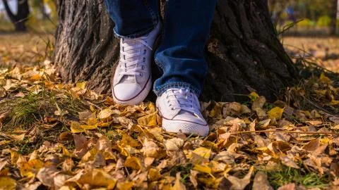 White sneakers. Stock Photos