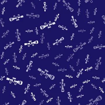 White Sniper optical sight icon isolated seamless pattern on blue background Illustrazione stock
