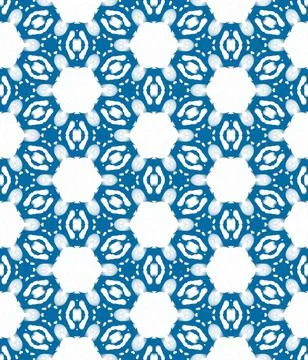 White Snow Abstract Folk Pattern on Blue Background Stock Illustration