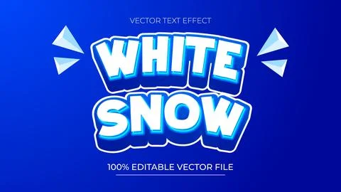 White Snow editable text effect emboss modern christmas winter color style Illustrazione stock
