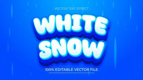 White Snow editable text effect emboss modern christmas winter color style Illustrazione stock