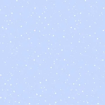 White snow falling on sky light blue background seamless pattern. Flat style Stock Illustration