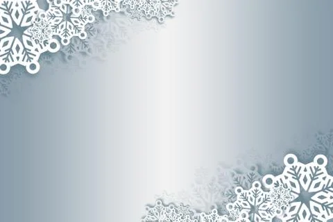 White snow flake frame on silver Stock Illustration