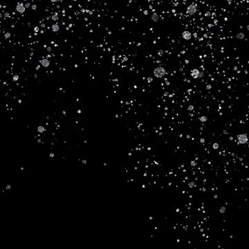 White snow overlay layer on black background, snowflakes bokeh and snowfall.. Stock Illustration