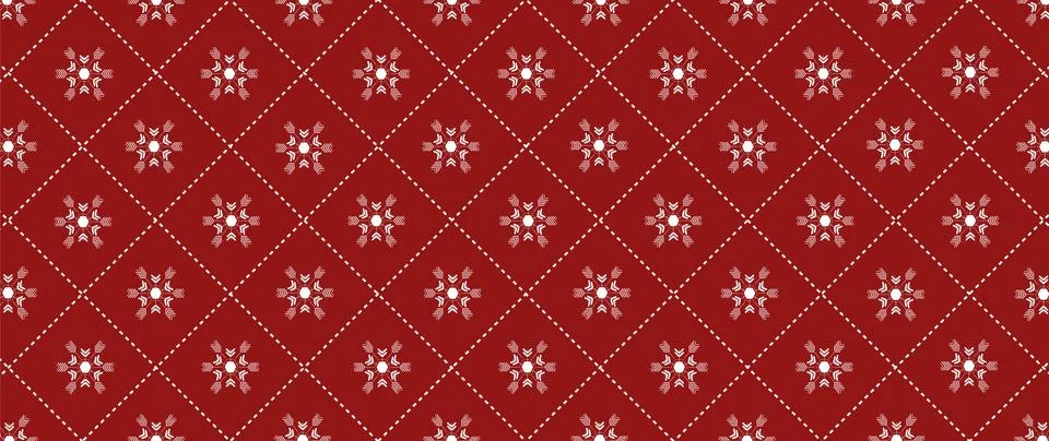White snow shape design on red for pattern and background,Christmas backgroun Stock Illustration
