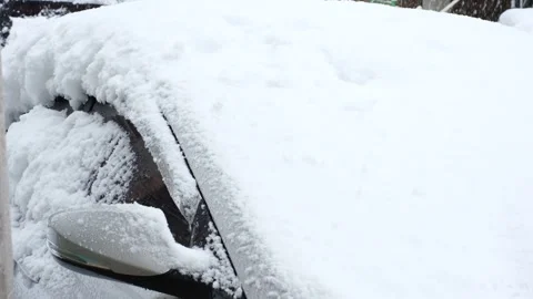 White snow on the windshield close-up, side view. Stock Footage 294146092