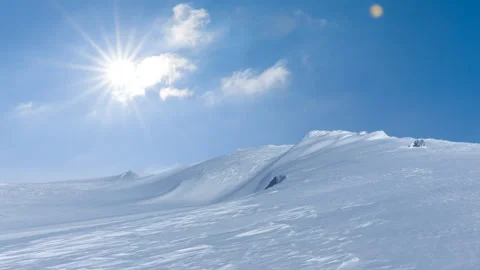 White snowbound winter plain time lapse scene Stock Footage 169244715