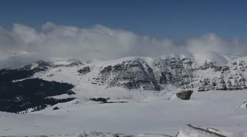 White Snowed Mountain Forest Trees Wonderland Beautiful Landscape Scenic Aerial  Stock Footage 22010125