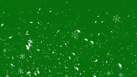 White Snowfall Bokeh with Winter Glitter on Green Background 4K Video stock 342157818