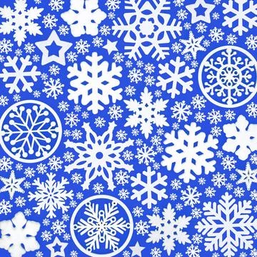 White Snowflake and Star Cold Winter Pattern Background Stock Illustration