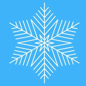 White snowflake on a blue background, icon. Simple cute christmas symbol, geo Stock Illustration