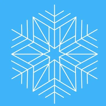 White snowflake on a blue background, icon. Simple cute christmas symbol, g.. Stock Illustration