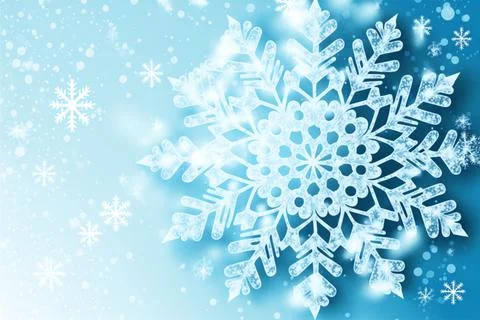 White snowflake on blue background Illustrazione stock