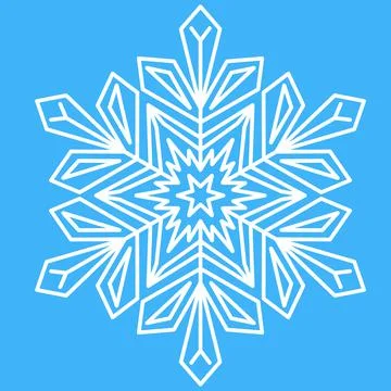 White snowflake on a blue background. Simple cute christmas symbol, geometric Stock Illustration