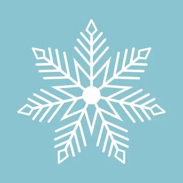 White snowflake on a blue background for winter design. Christmas New Year cards Stock Illustration