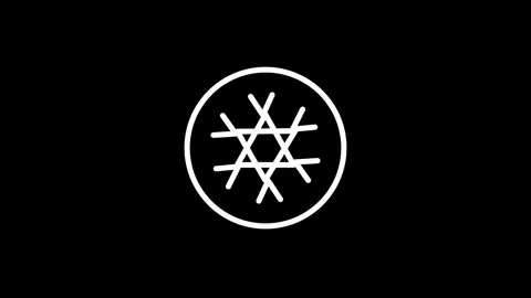 White Snowflake Circle Badge Stock Footage 340297230