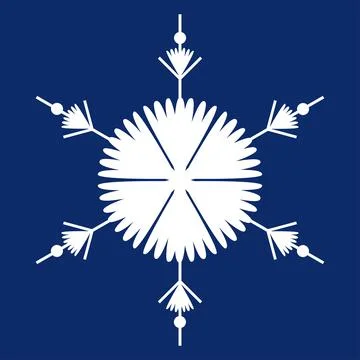 White snowflake on a dark blue background. Decor for Christmas and New Year d Illustrazione stock