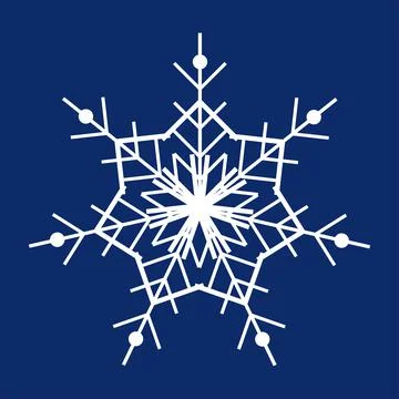 White snowflake on a dark blue background. Decor for Christmas and New Year d Stock Illustration