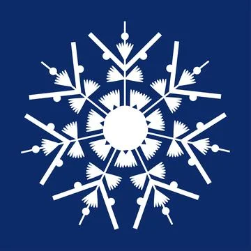 White snowflake on a dark blue background. Decor for Christmas and New Year d Stock Illustration