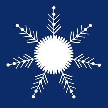 White snowflake on a dark blue background. Decor for Christmas and New Year d Stock Illustration
