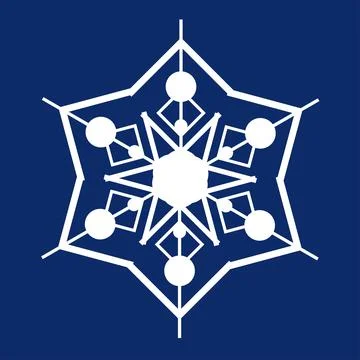 White snowflake on a dark blue background. Decor for Christmas and New Year d Illustrazione stock
