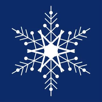 White snowflake on a dark blue background. Decor for Christmas and New Year d Stock Illustration