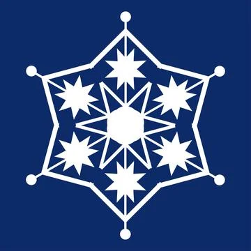 White snowflake on a dark blue background. Decor for Christmas and New Year d Stock Illustration