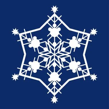 White snowflake on a dark blue background. Decor for Christmas and New Year d Stock Illustration