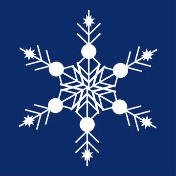 White snowflake on a dark blue background. Decor for Christmas and New Year d Stock Illustration