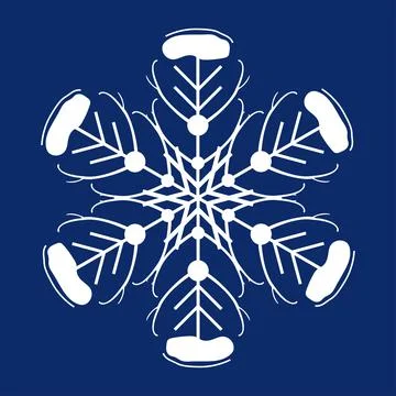 White snowflake on a dark blue background. Decor for Christmas and New Year d Stock Illustration