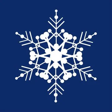 White snowflake on a dark blue background. Decor for Christmas and New Year d Stock Illustration