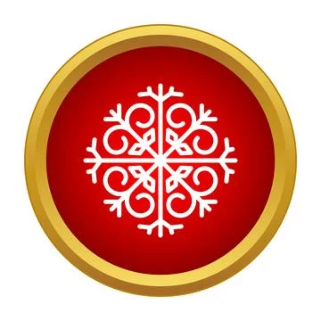 White snowflake design on a red gold button Stock Illustration