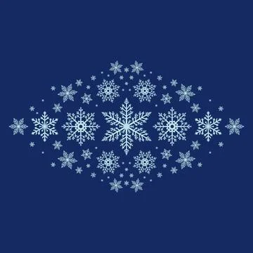 White Snowflake Diamond Cluster on Blue Background Stock Illustration