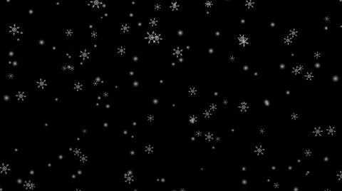 White snowflake falling on black background Stock Illustration
