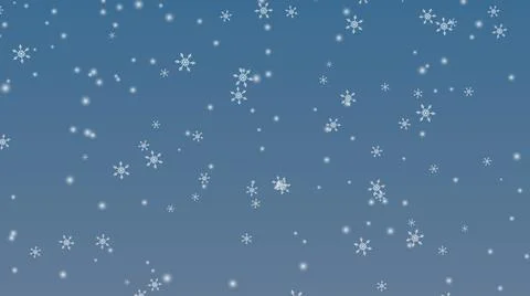 White snowflake falling on light blue background Stock Illustration
