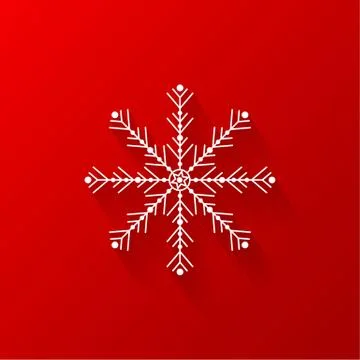 White snowflake flat icon with red background, vector Stock-Illustration